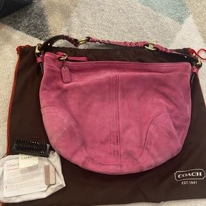 Suede Coach shoulder bag